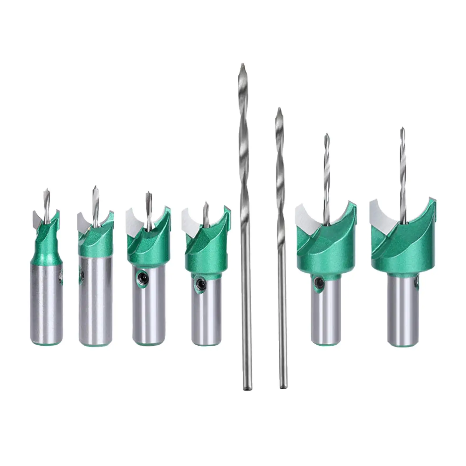 6x Carbide Woodworking Bead Drill Bit and 2 Center Drill Bit Sharp for Ebony