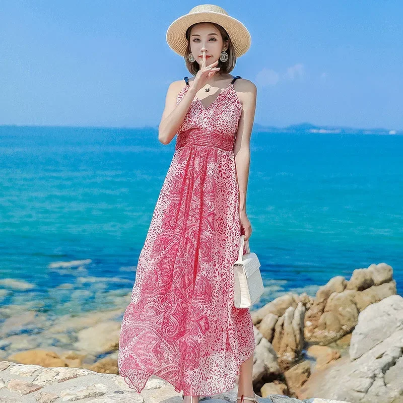 

Summer Dress Women Sleeveless Maxi Dresses For Women Clothing Printing Sexy Dress Beach Dress Camisole Vestidos De Mujer Zm2969