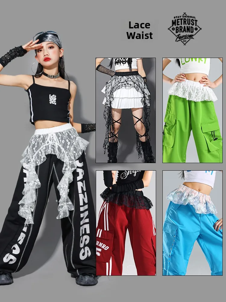 Girls Lace Waist Belt Jazz Dance Skirt Children Street Dance Jazz Waist Accessory Floral  Waist Match Casual Style