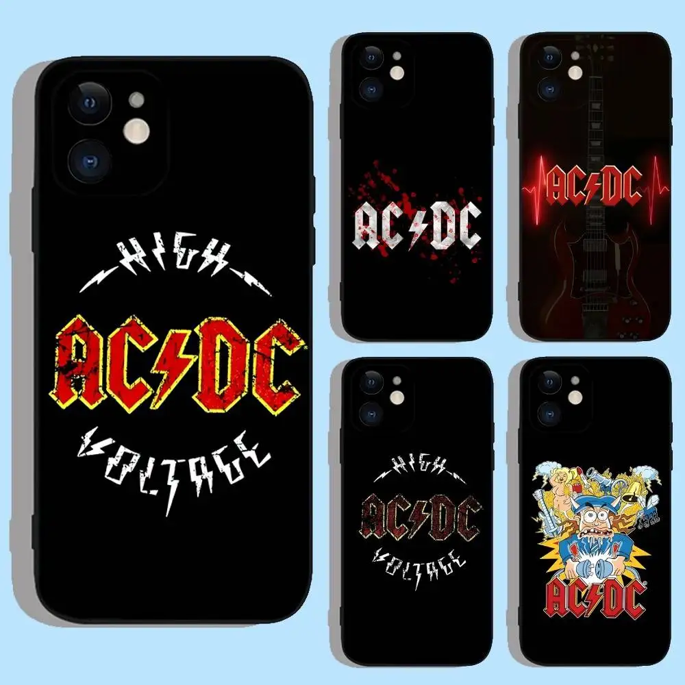 

Music AC DC Cool Band Phone Case For iPhone 16e,16,15,14,13,12,11,XS,XR,X,8,7,Pro,Max,Plus,mini Silicone Black Cover