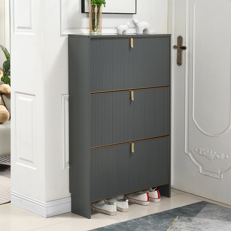 Light luxury ultra-thin all-aluminum alloy tipping bucket household door corridor storage cabinet