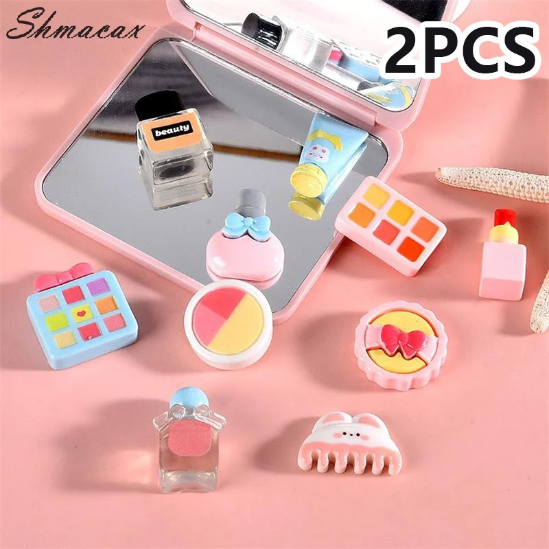 2PCS/Bag Dollhouse Toy Miniature Simulation Cosmetic Lipstick Eye Shadow Perfume Doll House Makeup Scene Accessory DIY Materials