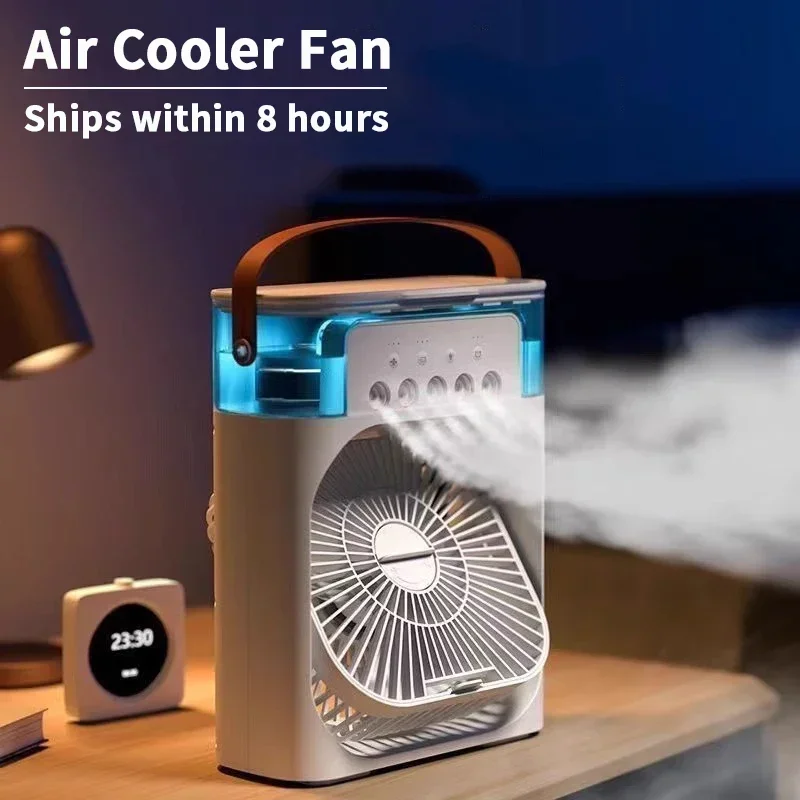 Nuevo ventilador 3 en 1, aire acondicionado USB, Enfriador de aire pequeño para el hogar, luz LED nocturna, humidificador portátil, ventilador de ajuste, ventilador para oficina y hogar