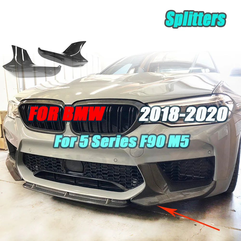 

JCYECF For BMW 5 Series F90 M5 2018 -2020 GLoss Black Front Bumper Splitters Bumper Canard Guard Carbon Look