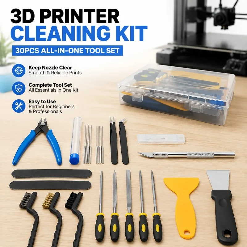 3D Printer Nozzle Cleaning Kit 30Pcs Model Repair Tool Set Print Removal Platform Cleaner