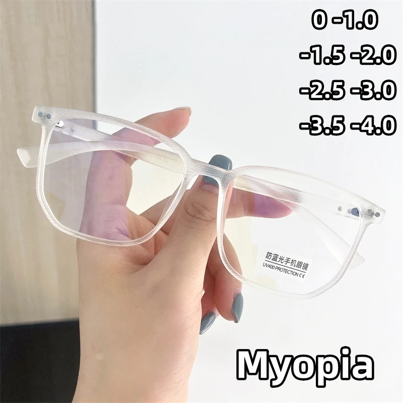 

Ultra Light Short Sight Glasses Retro TR90 Wood Grain Matte Black Framed Myopia Glasses Anti Blue Light Near Sight Glasses