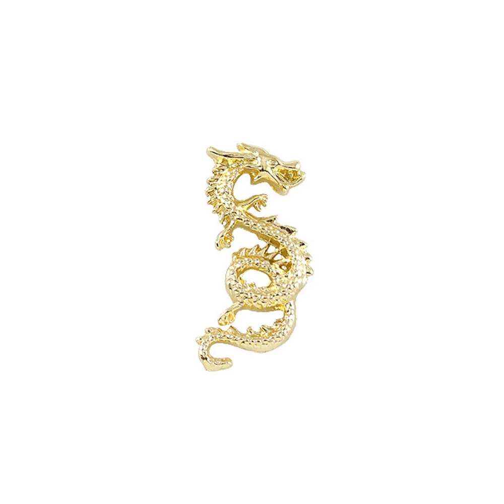 10Pcs/lot 3D Zodiac Dragon Nail Art Charms Alloy 2023 Luxury Gold Silver Black Luxury Retro Chinese Decorations Nail Parts Bulk