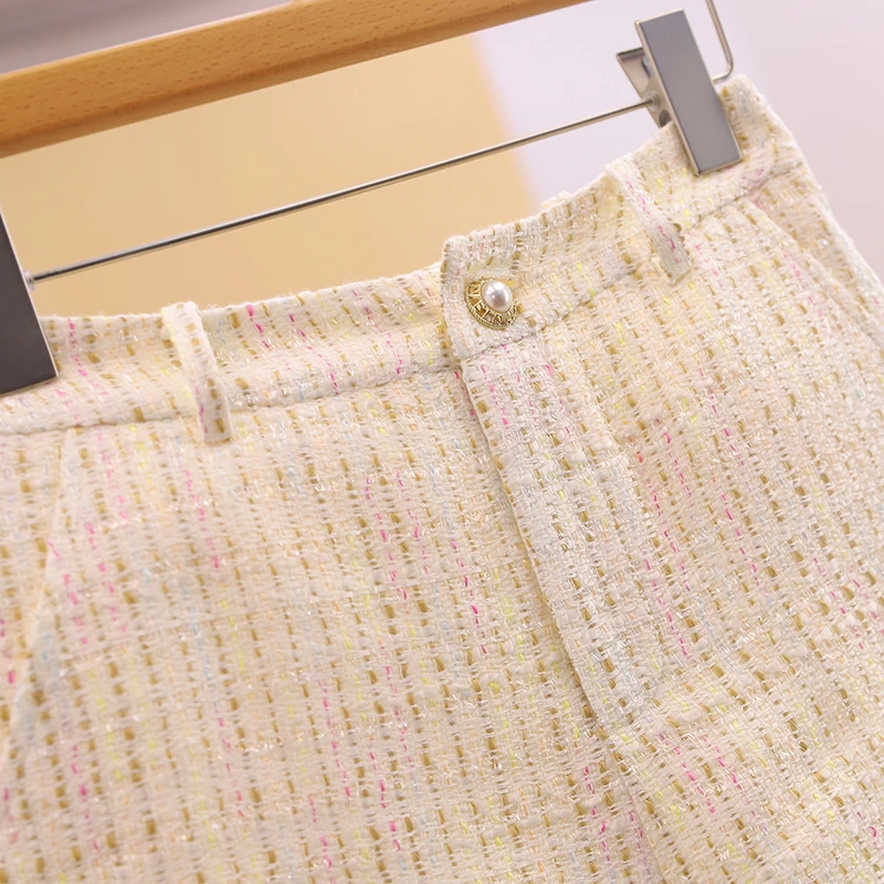 Pantaloni a gamba larga a vita alta Faionable Tweed Abbigliamento autunnale da donna 2025 Nuovi pantaloni Sle ort Pendolarismo Sle Jeans da donna