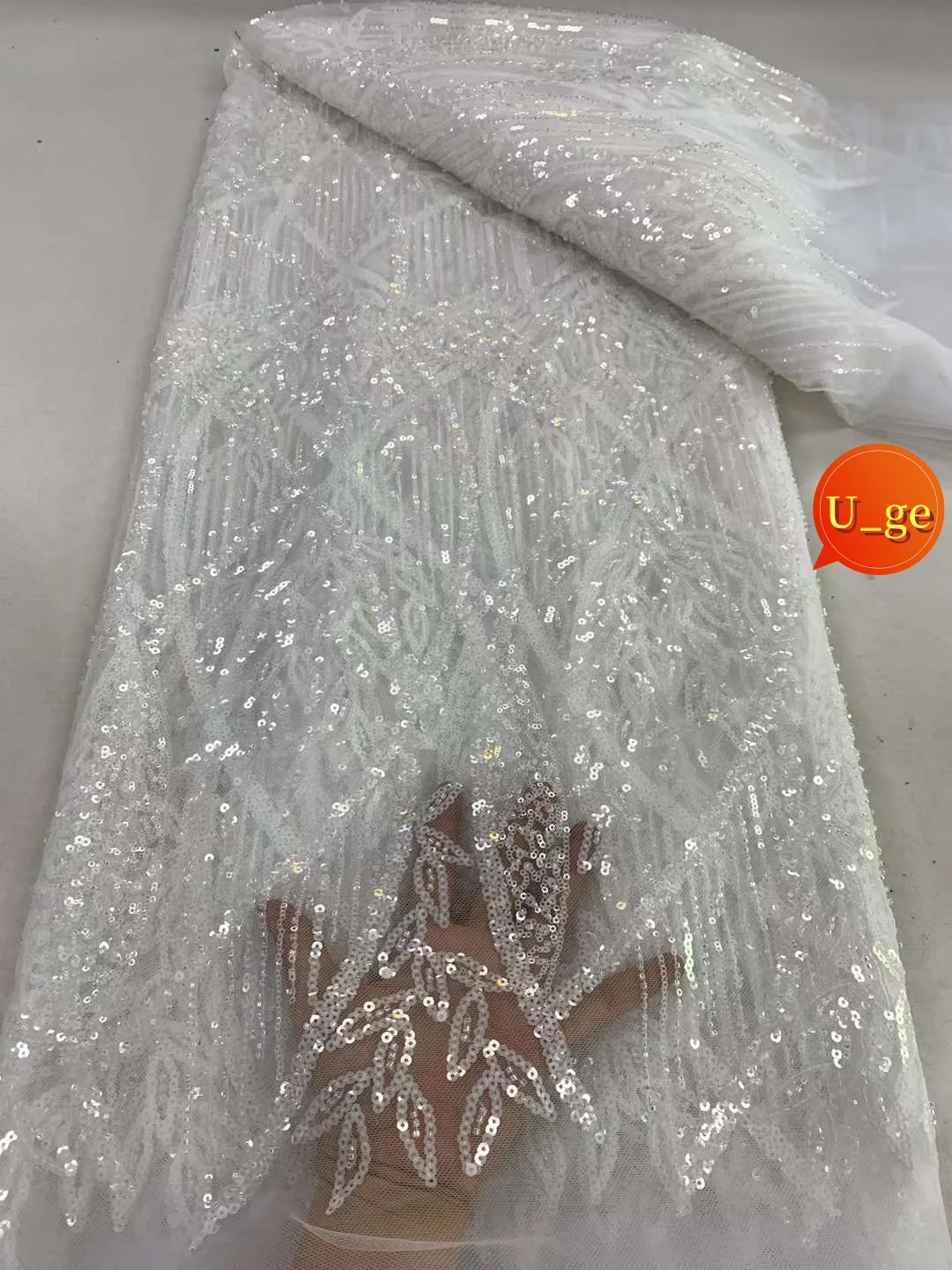 

2024 Latest Best Quality Elegante Delicate Soft Sequin Tulle lace with Nice Stones Fbrice For Party Dress U_GE5968