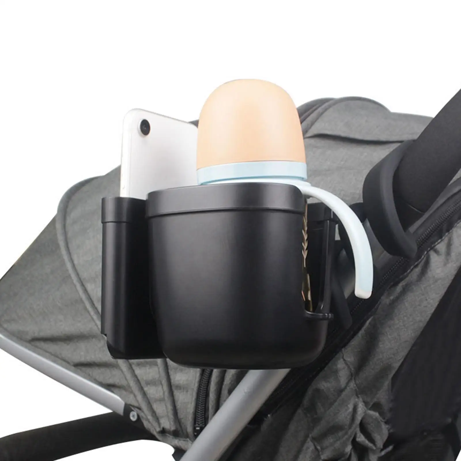

3 in 1 Stroller Cup Holder with Phone Holder Easy to Install Practical Drink Cup