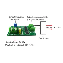 DC 12V To AC 220V Inverter Kit DC-AC 12V Frequency Converter 12W 50Hz Square Wave Signal Generator Module Board IV1212TA