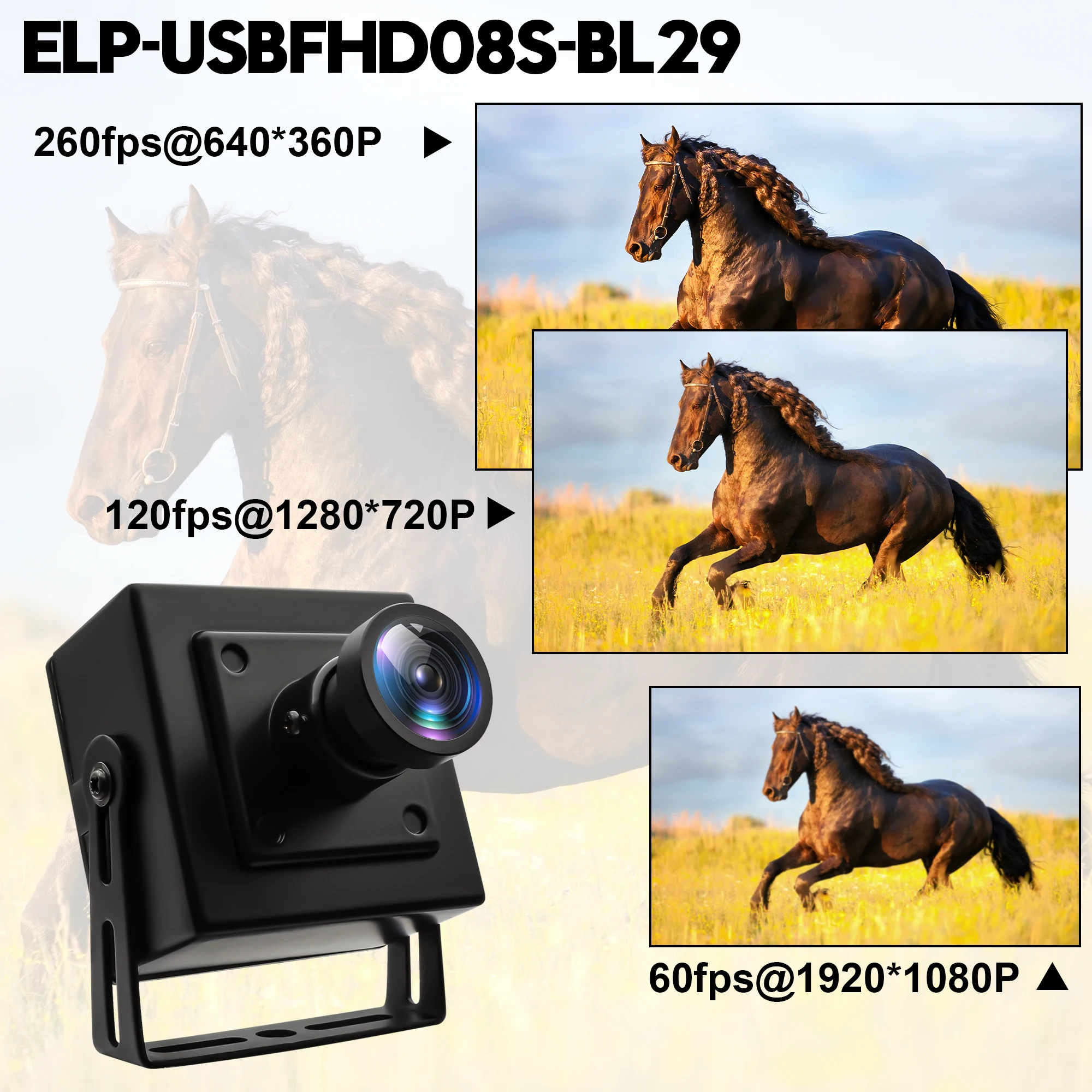 

ELP 1080P 60fps Mini USB Camera High Speed with 2.9mm Lens for PC Laptop Support Security Protection