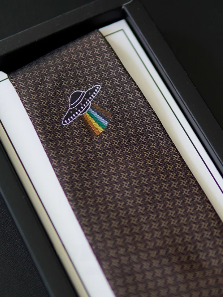hyde-park-rainbow-flng-saucer-original-high-end-brown-creative-gift-tie-for-boyfriend-busin-sle-striped-pattern