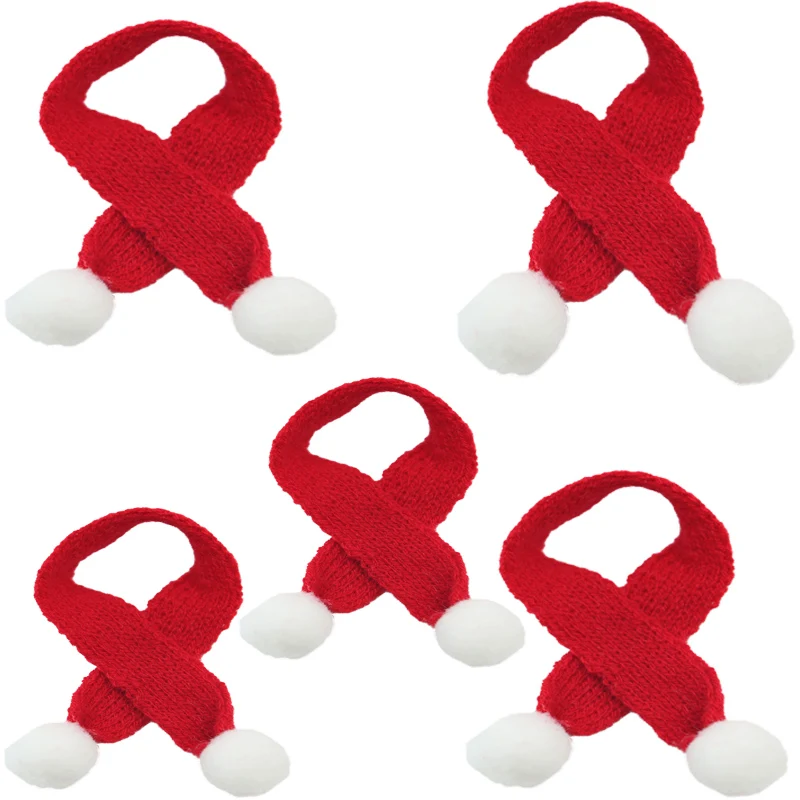 

(5 Pieces/bag) 20cm Christmas Decoration Mini Knitted Scarf New Year Party Christmas Tree Photography Scene Decoration DIY