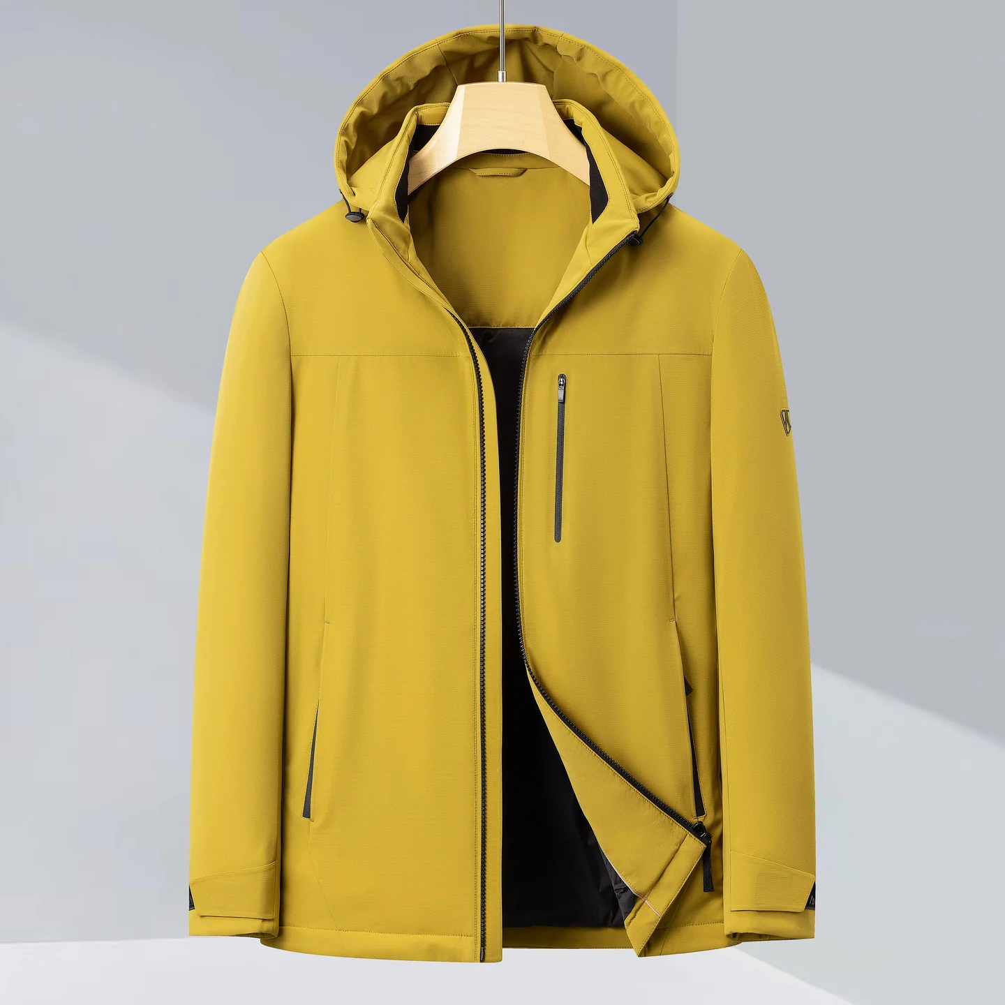 New 2026 Winter Men's Hooded Goose Down Jackets Windproof Solid Color Warm Puffer Coat Casual Wear For Daily & Outdoor Clothing