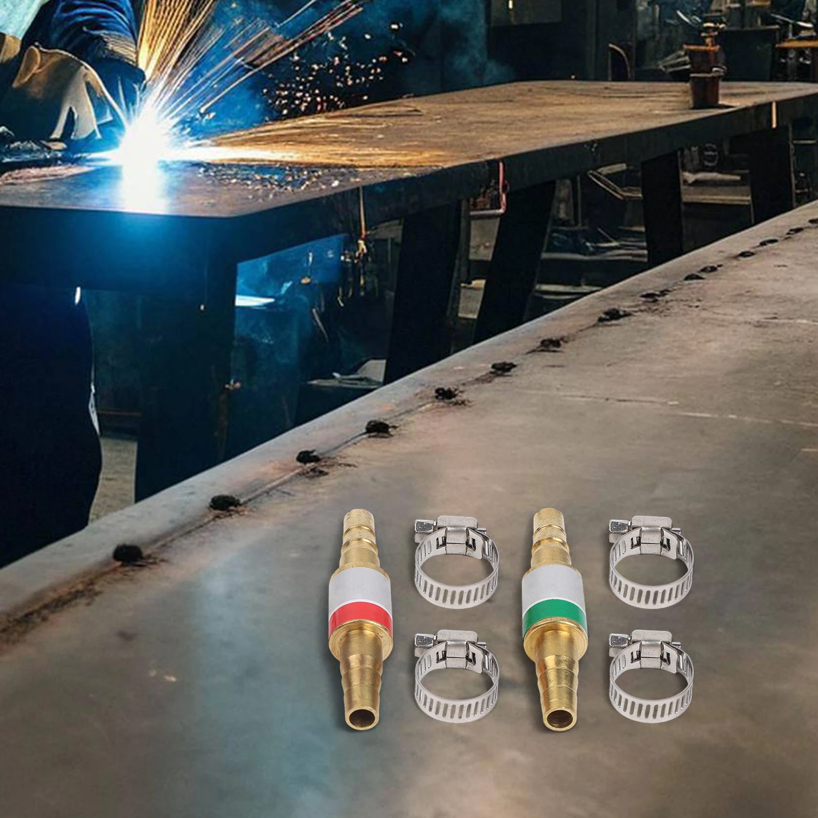 Flashback Arrestors for Oxygen and Acetylene Propane Gas Systems with 4 Stainless Steel Clamps and 8mm Tube Fit