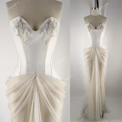 Sweetheart Corset Wedding Bridal Dresses Classic French Style Long Bridal Gowns Pleated Formal Party Dress Custom robe de mariée