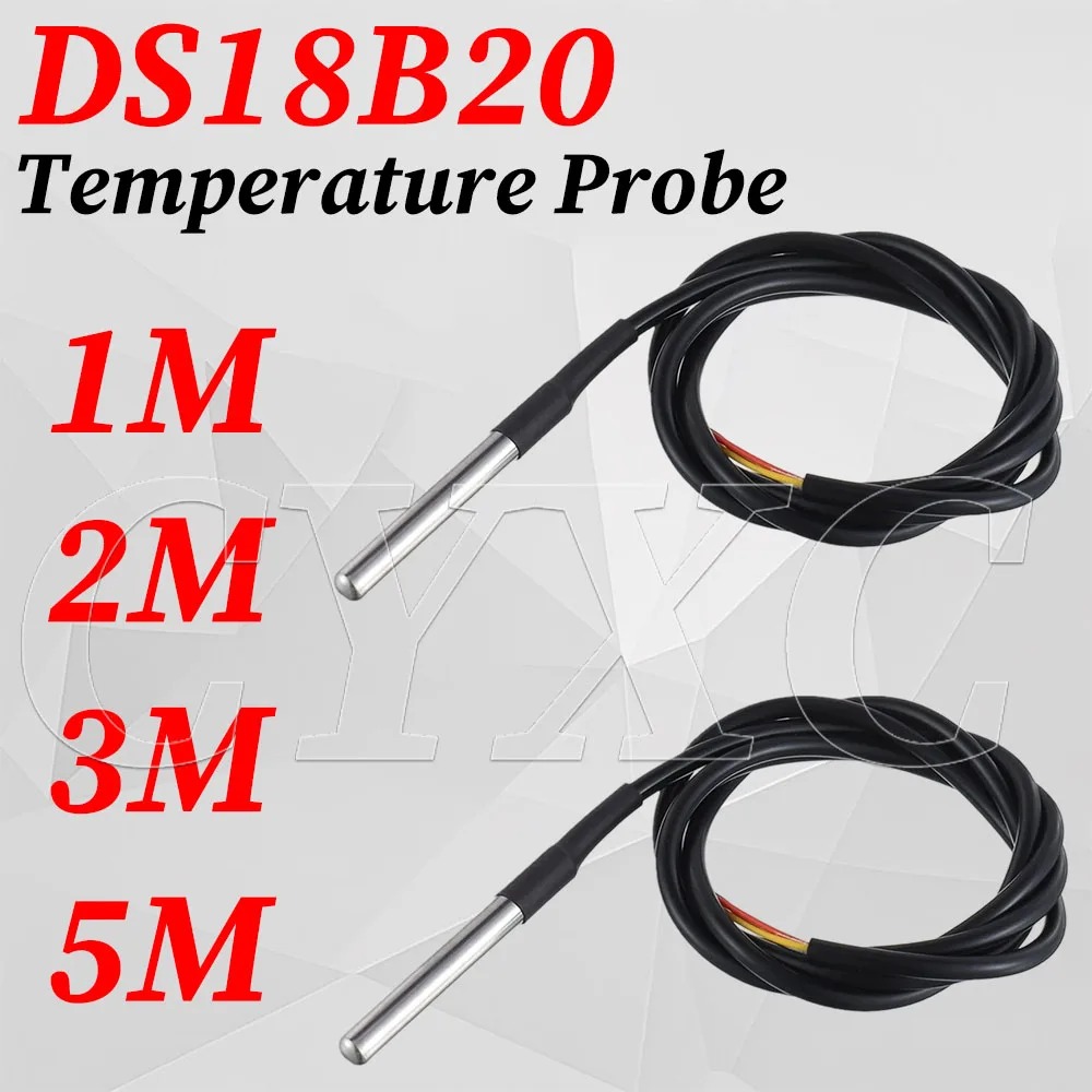 DS18B20 Temperature Sensor Module Kit Waterproof 100CM Digital Sensor Cable Stainless Steel Probe Terminal Adapter For Arduino