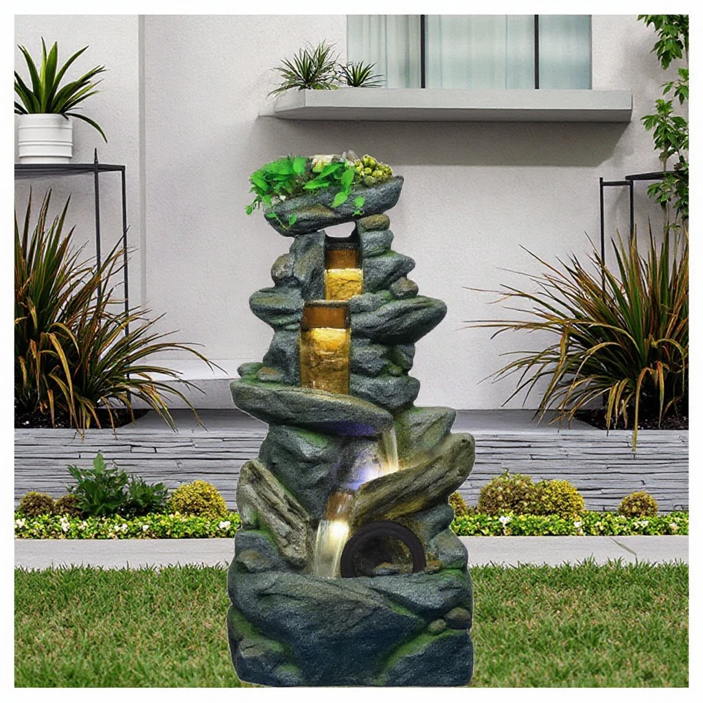 Fuente de balancín, adornos de jardín interior/exterior, piscina flotante, terraza, decoración navideña, Feng Shui