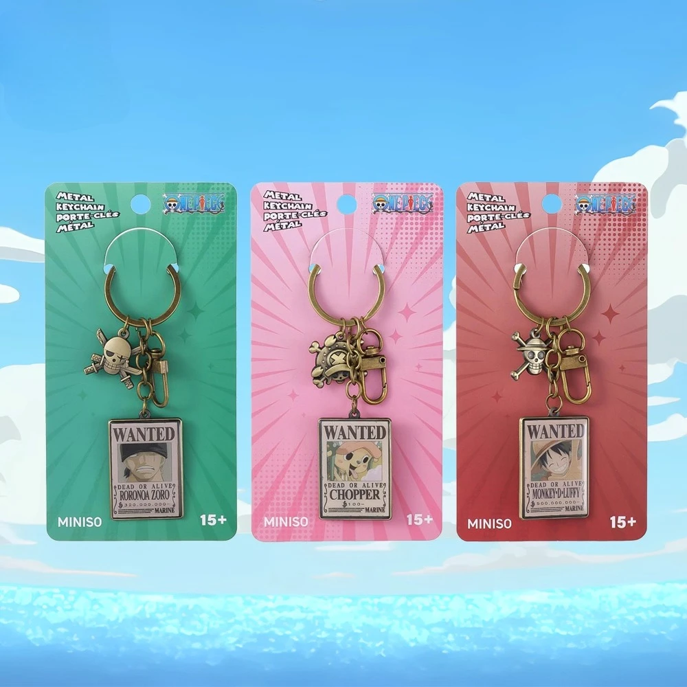 

One Piece Wanted Poster Metal Keychain, Anime Collectible Gift Key Ring for Fans
