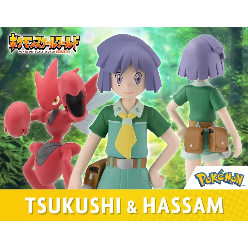 Tersedia Bandai Asli Shokugan POKEMON Skala Dunia Johto Region Scizor Bugsy Anime Action Figure Mainan untuk Hadiah Anak-anak