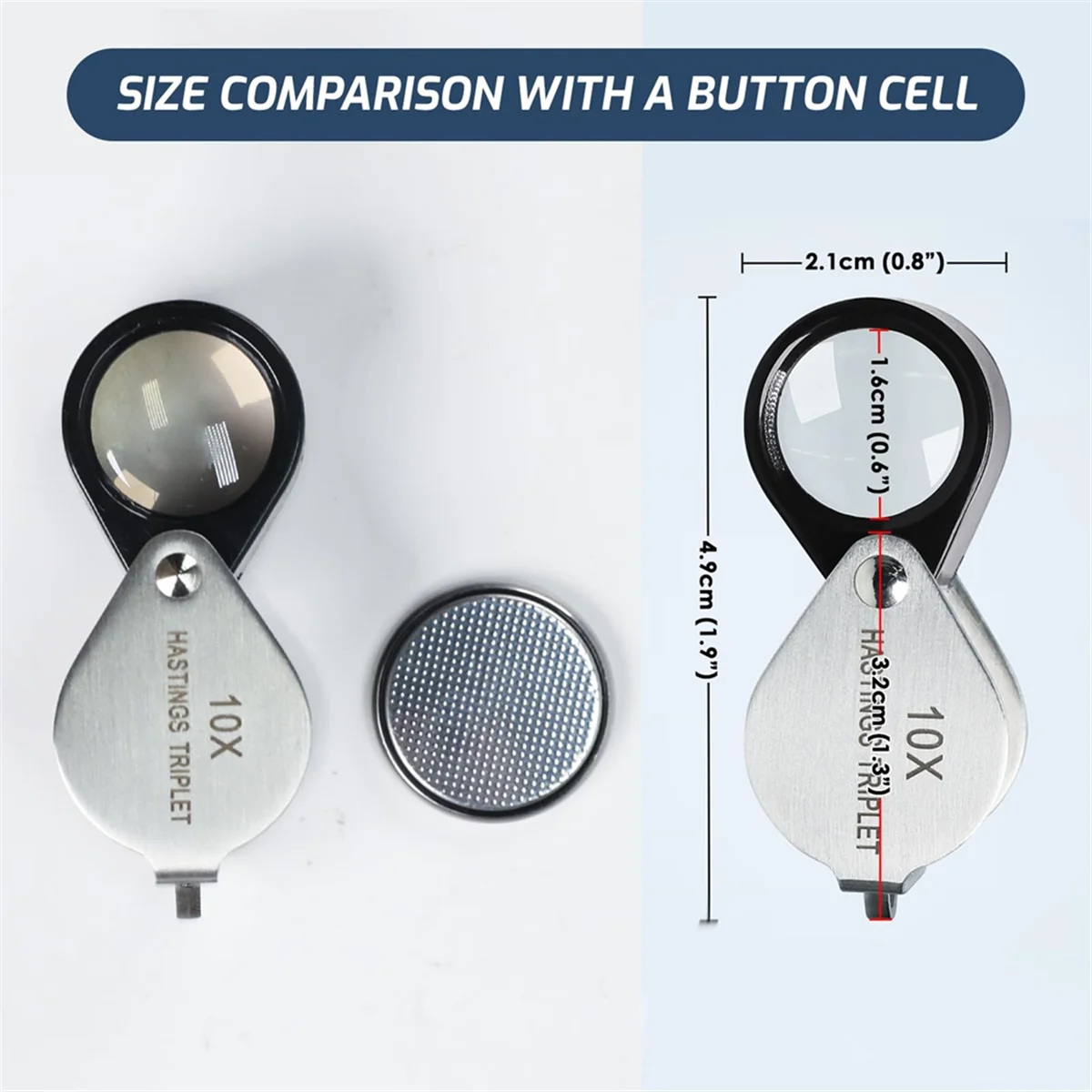 

Hastings Triplet Loupe 10X Jeweler'S Loupe with 16mm Triplet Lens Foldable Tiny Loupe Magnifier Gemstone Magnifying Tool