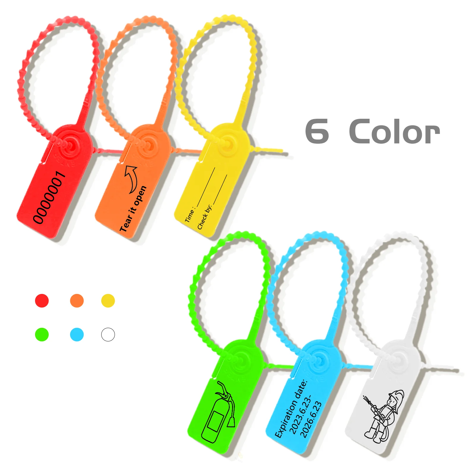 100Pcs Custom Fire Extinguisher Seals Plastic Disposable Security Beaded Custom Logo Tearable Zip Tie Extintor Sign Labels Tags
