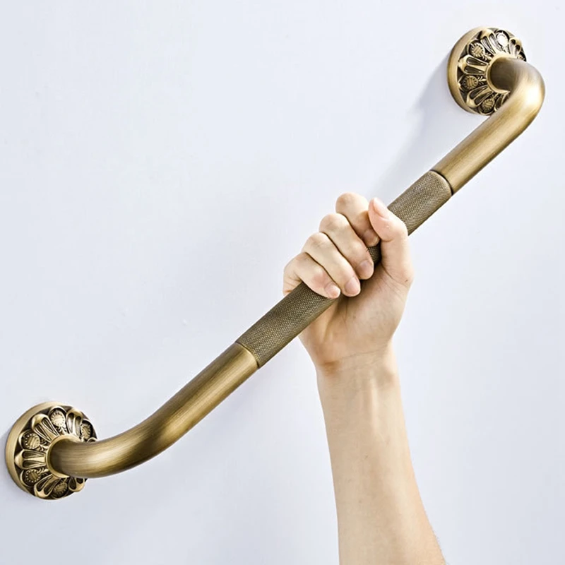 Antique Grab Bar Wall Mount Brass Vintage Bathroom Tub Toilet Handrail Shower Safety Support Handle Bathroom Towel Rack