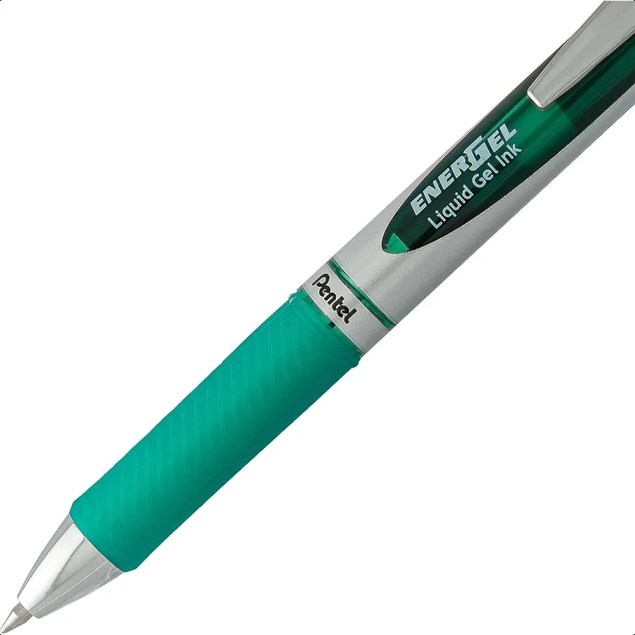 EnerGel RTX Retractable Liquid Gel Pen 0.7mm Medium Line Metal Tip Green Ink Pack of 2 (BL77BP2D) - Image 4