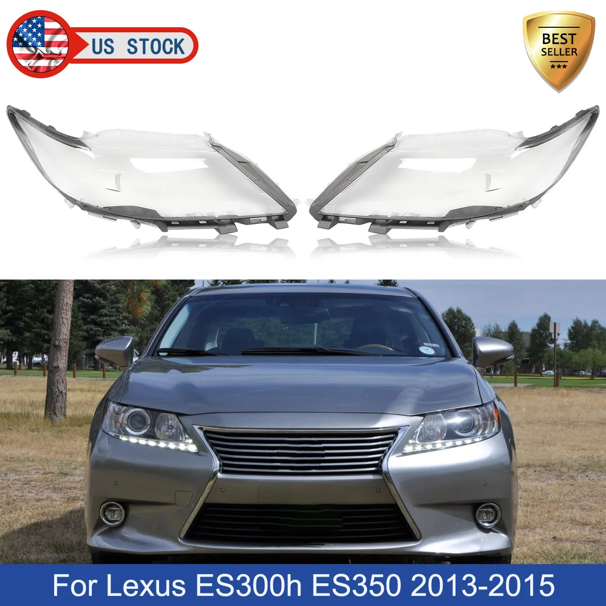 

SAIQINGSP 1 pair of Headlight Lens Cover left&right For Lexus ES300h ES350 2012-2015 Car Accessories Tools