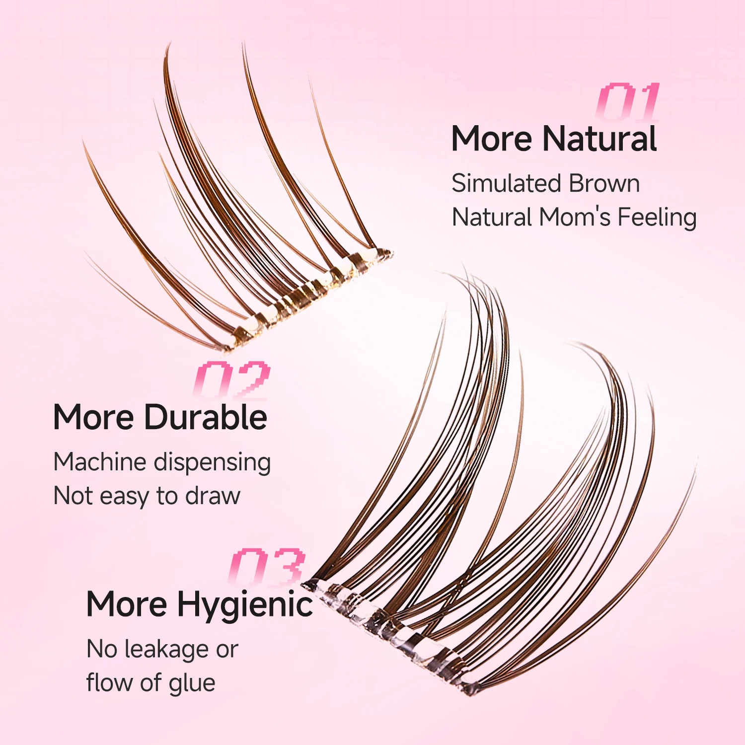 10 rijen lijmvrije valse wimpers Camellia gesegmenteerde zelfklevende bovenste wimpers Natuurlijke krullen Gemakkelijk te dragen voor oogmake-up