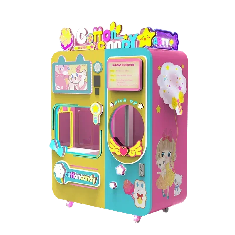 Professional Candy Floss Machine Manufacturer for Sale Party Commercial Fully Automatic Smart Cotton Candy Vending Machine