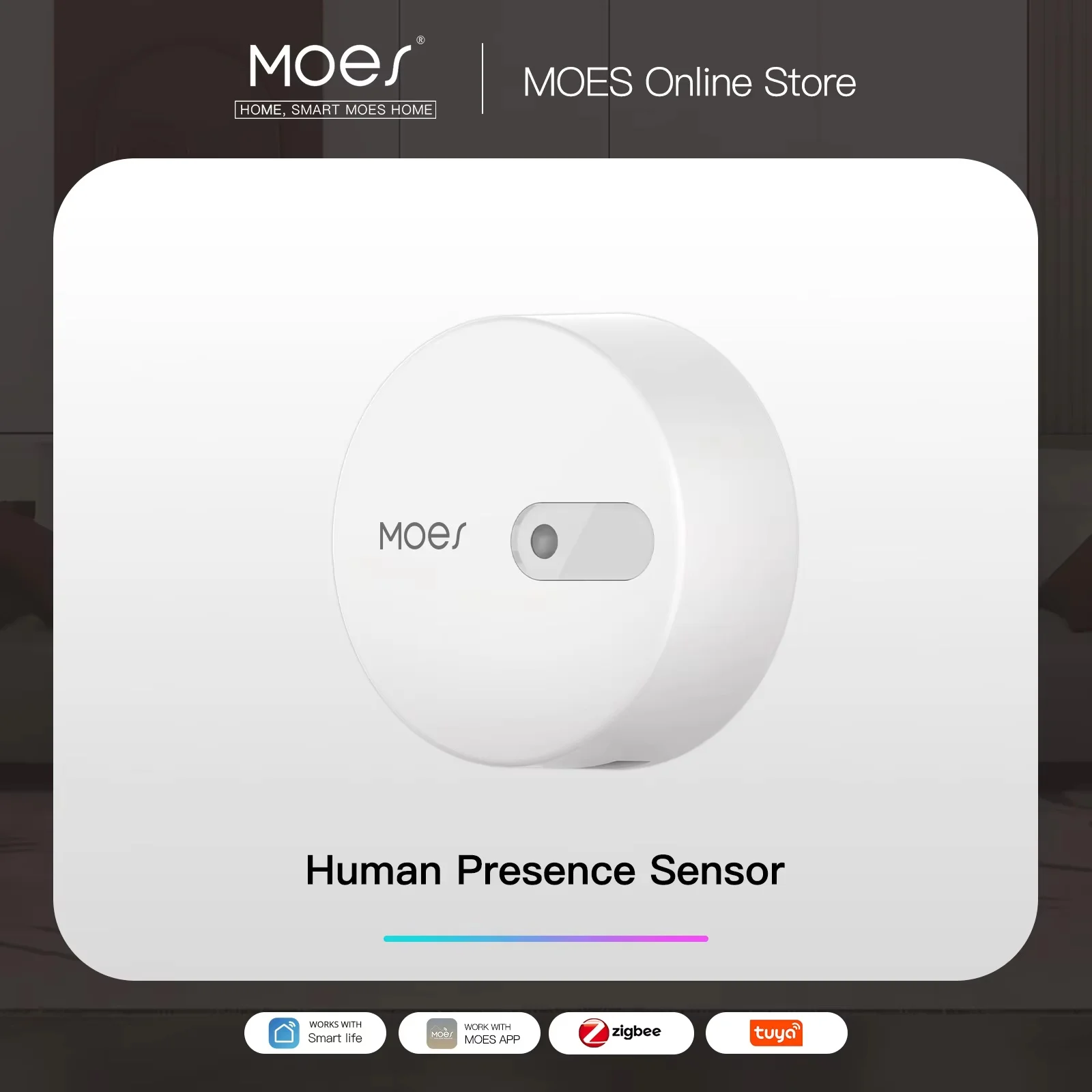 Moes ZigBee Human Presence Sensor Detector Radar Wave Detection Sensor For Home Security Tuya Smart Human Body Exists Sensor