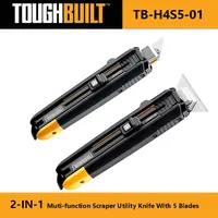 TOUGHBUILT TB-H4S5-01 Scraper Utility Knife With 5 Blades 2-in-1 Multi-Function Deformation Scraper Hand Tools
