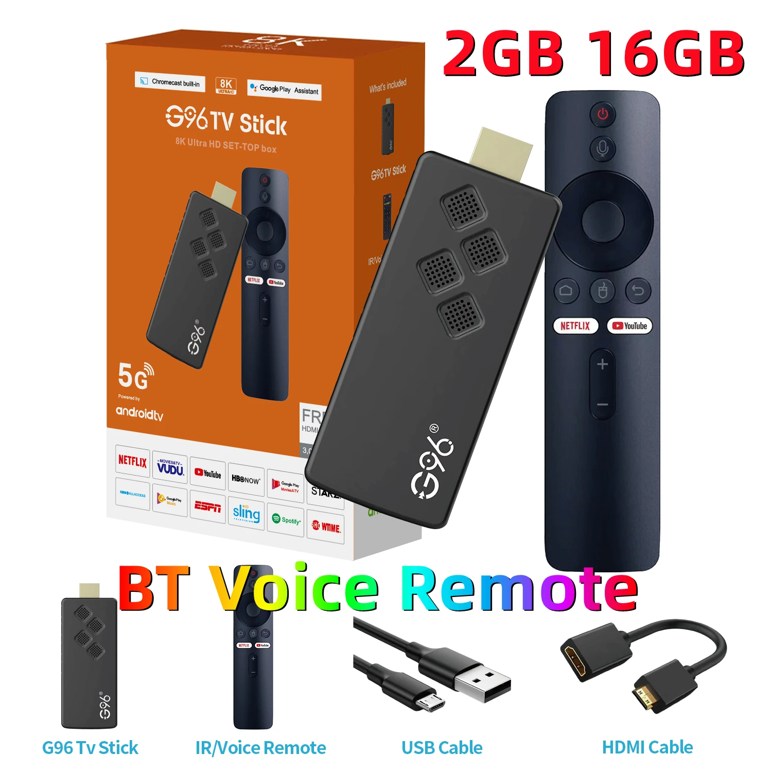 G96 4K Smart TV Stick Android13 ATV OS Top Set Box Allwinner h313 2GB16GB 2.4G&5G Dual Wifi BT5 Netflix Youtube Media Player