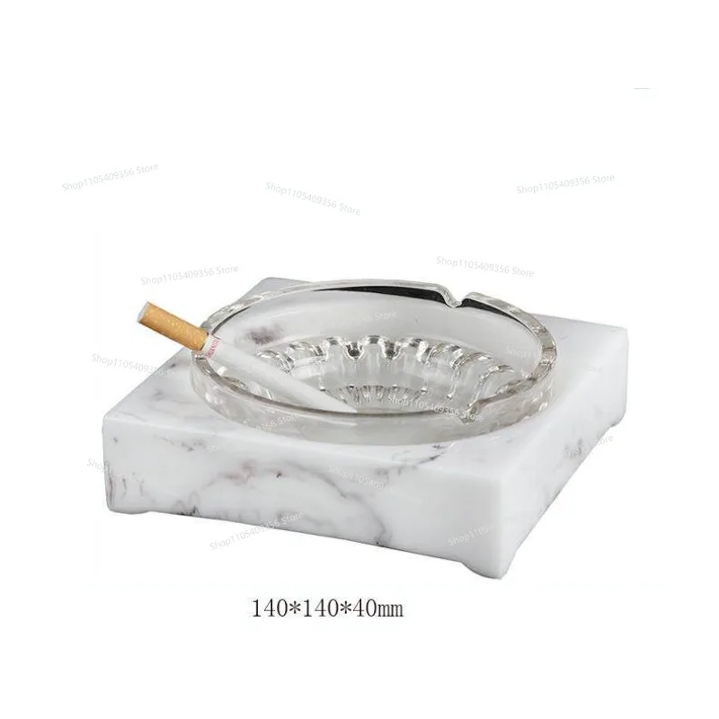 For Marble Metal Ashtray High Grade Light Luxury Simple Modern Gray White Green