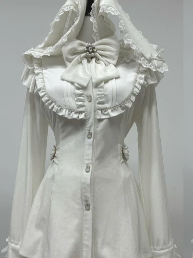 

Mine Series Subculture Cute Bunny Ears Hoodie Set Japanese Mass-Produced Bow Long Sleeve Dress Shorts Goth Lolita Women Clothing