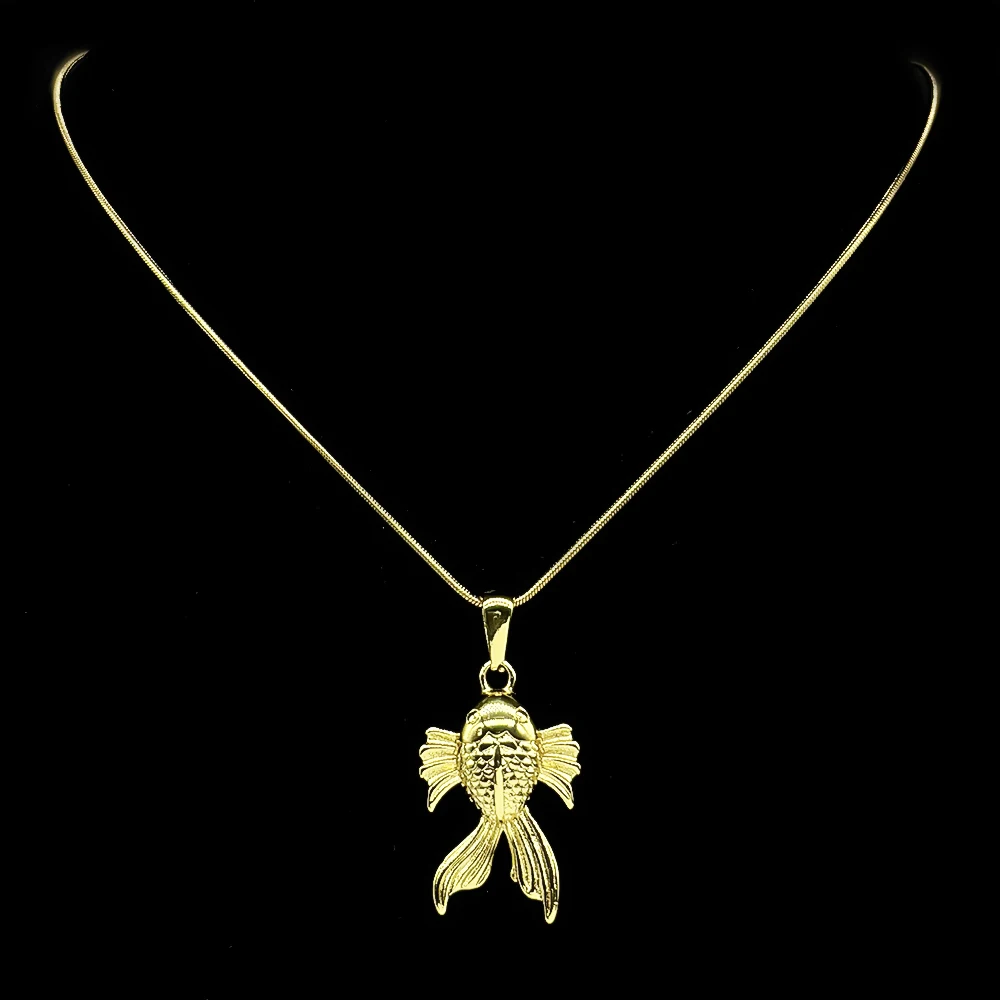 Halskette mit kleinem goldenen Fisch-Anhänger für Damen und Herren, Edelstahl, goldfarben, Lucky China, schöne Tierkette, Schmuck, Geschenke – Detail 8