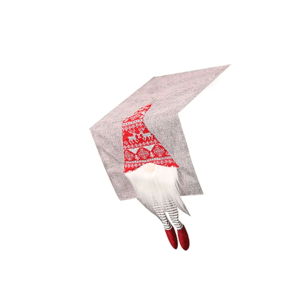 

Grey Christmas Table Runner Creative Tablecloth Xmas Party Decoration Home Desktop Table Cover with Moustache Detail