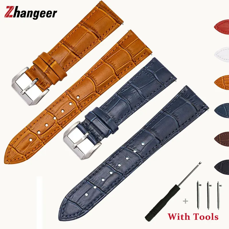 

Softness Quick Release Leather Wrist Watch Band 12 14 16 18 19 20 21 22 24mm For Men Women Universal Cowhide Strap Bracelet Belt