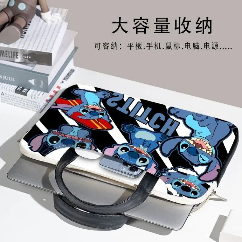 Disney Cartoon Cute Lilo Stitch Portable Large Capacity Laminated Computer Bag Exquisite Tablet Lightweight Simple Storage Bag