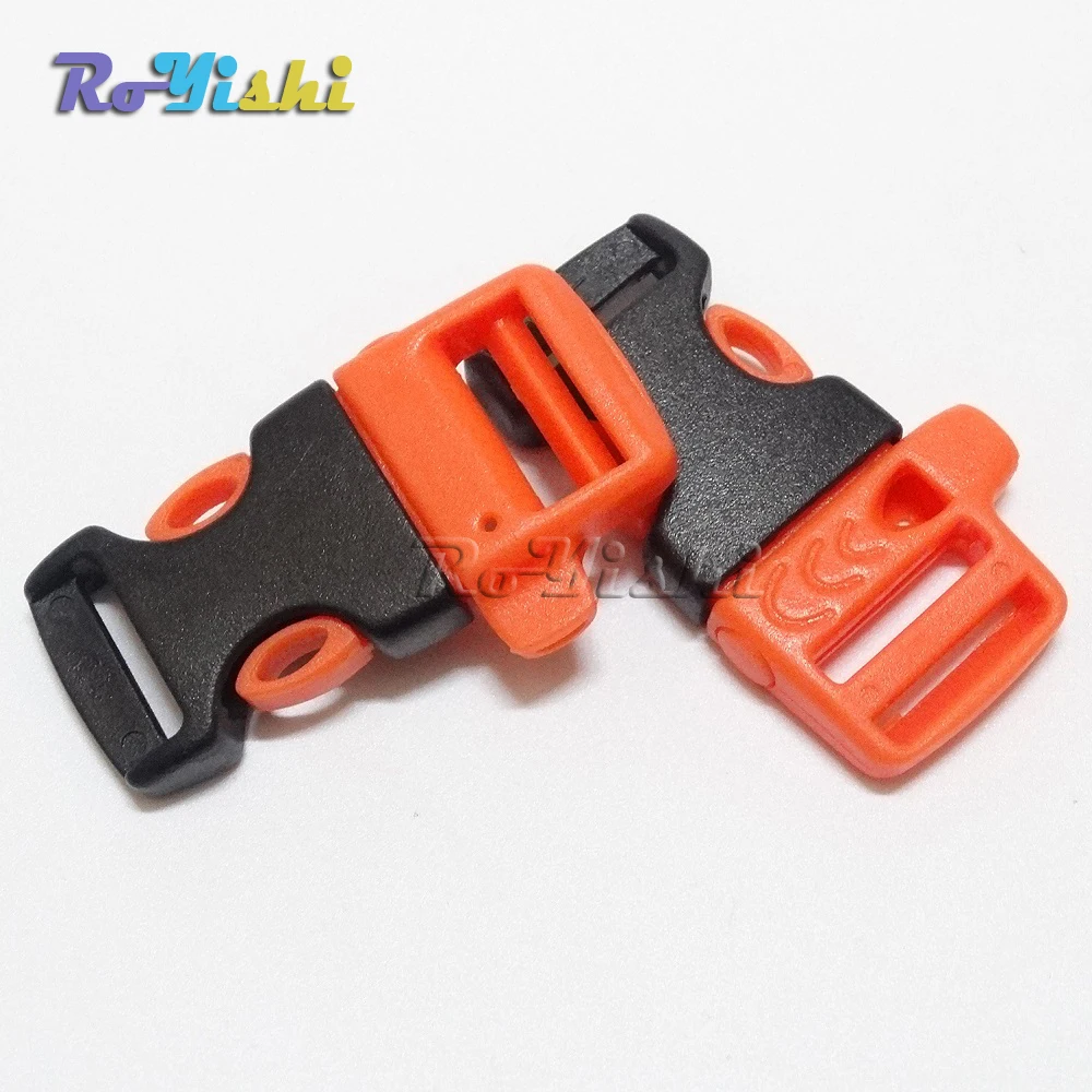 5/8 "(15mm) Notfall Seite Release Pfeifen Schnallen Für Paracord Armband Orange + Schwarz