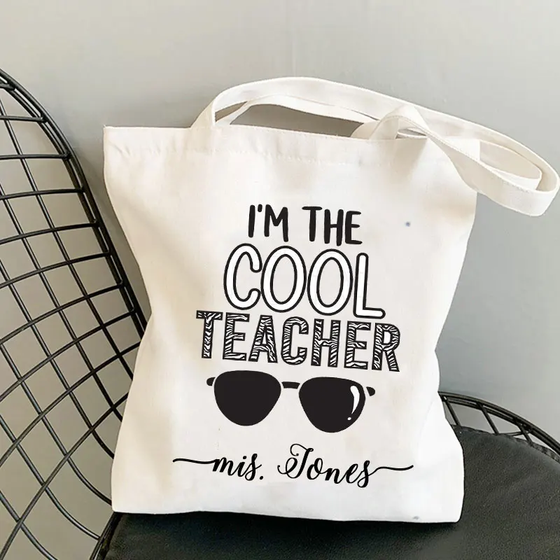 Personalized Teacher\'s Gift Tote Bags Custom Name Handbag Party Gifts Shoulder Bag Canvas Bags Bolsa Reutilizable Large Tote Bag