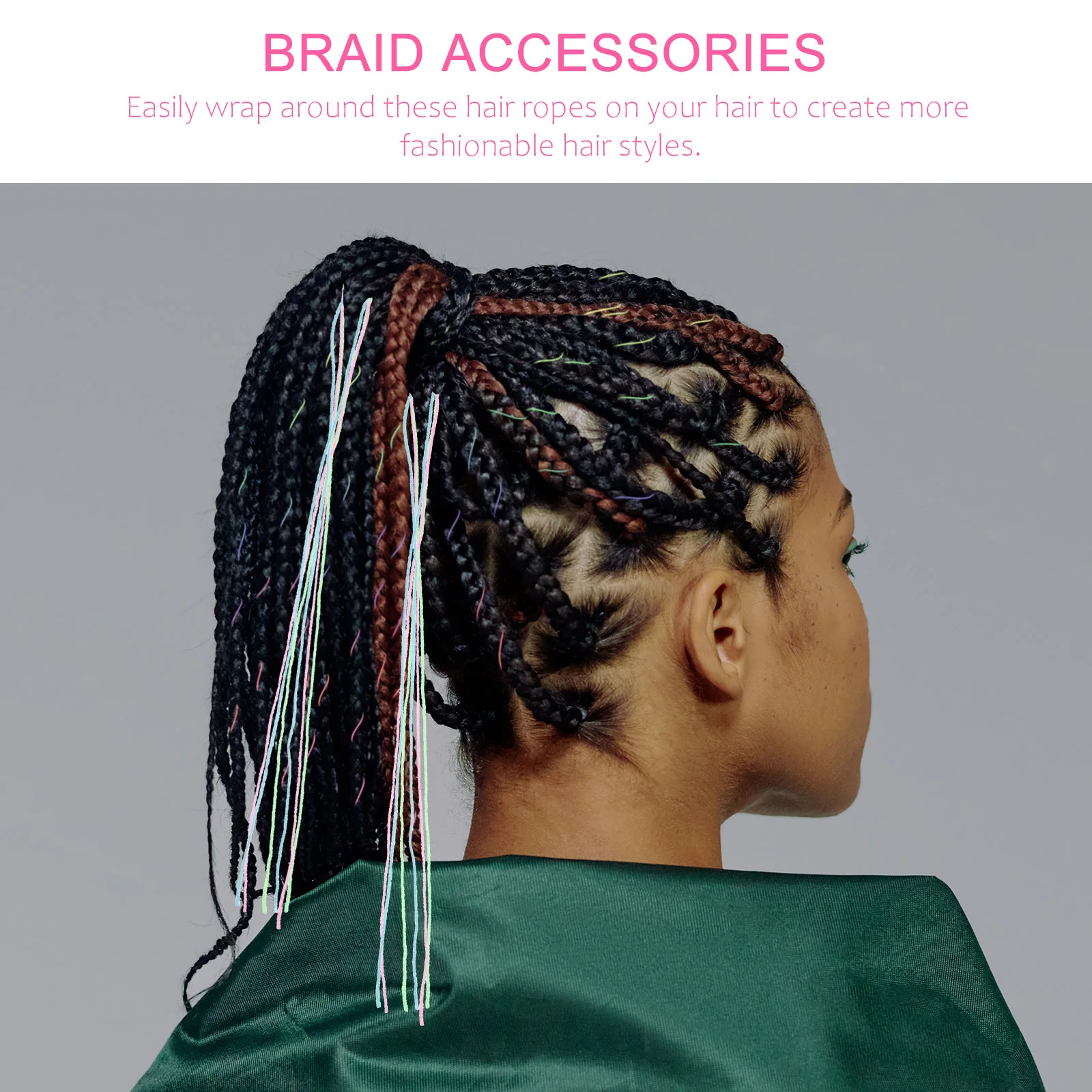 

6Pcs Micro Ring Hair Extensions Colored Strings for Braids Stage Shows Photos Decor Micro Ring Hair Extensions