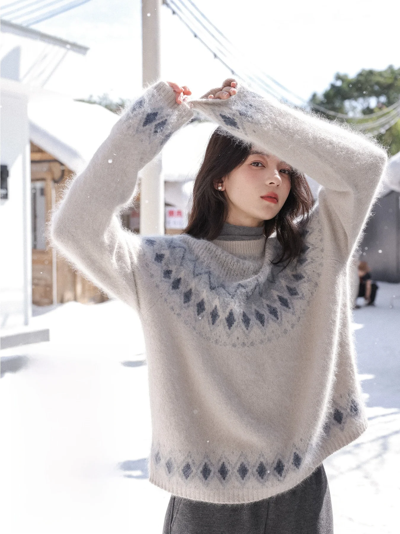 

Женский свитер Levi Snow Bear: Мягкий термотоп из флиса Neko Fce, синий, зимний, для ношения под одеждой, вязаный, в стиле Floing Island