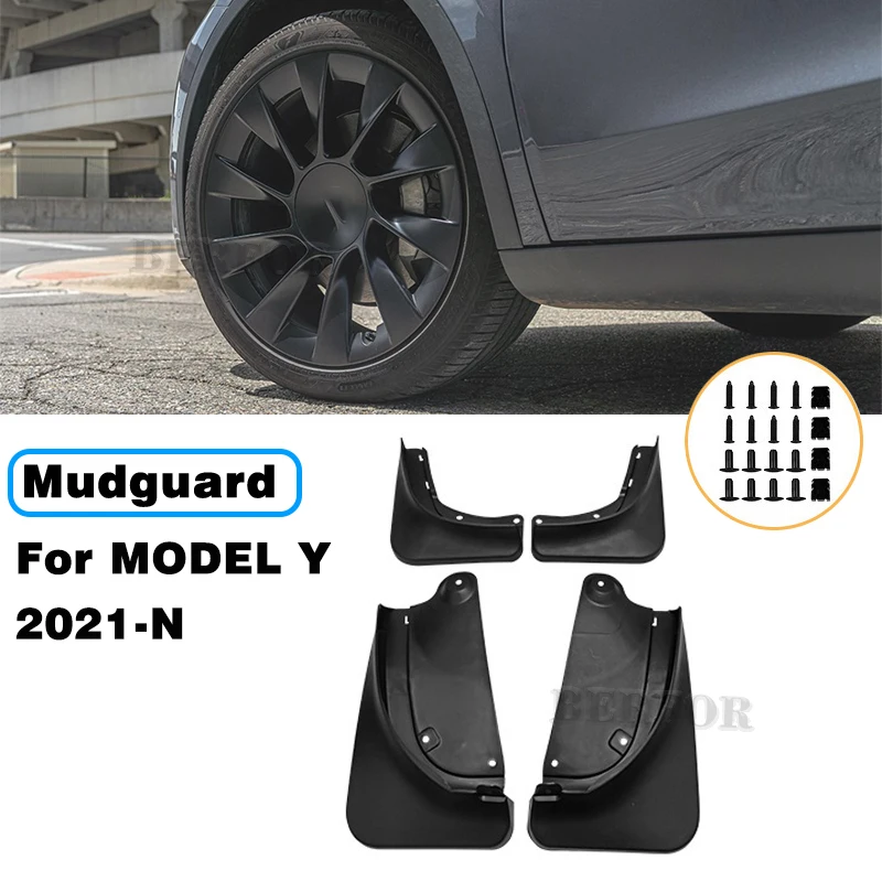 Mudflaps Mud Flaps Splash Guards Mudguards Front Rear Fender Protector For Tesla Model Y 2021-2024 Larger Edition 