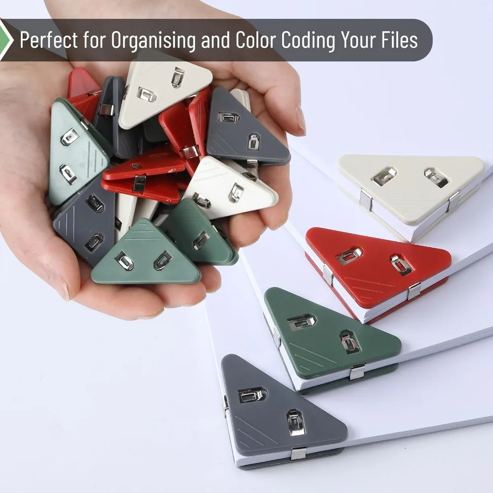 20 packs, 4 colors, triangle file clip, paper clip, triangle paper clip, triangle clear document clip