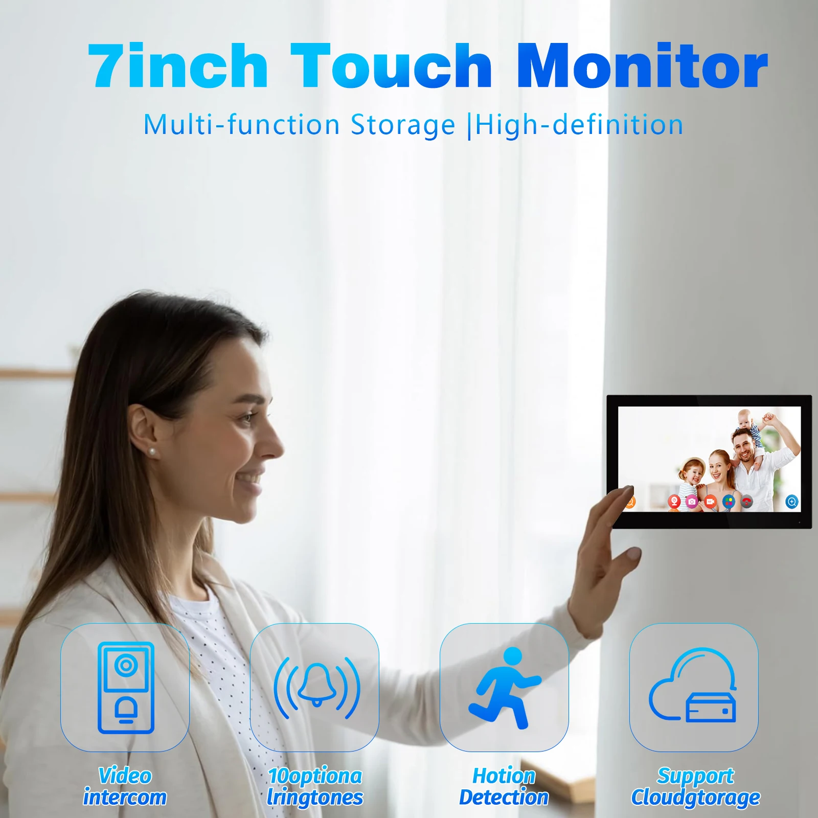 Tuya 7'' WiFi Video Intercom for Gate/Home, 1080p Waterproof Outdoor Camera with Night Vision, 2-Way Audio & Remote Unlock Smart