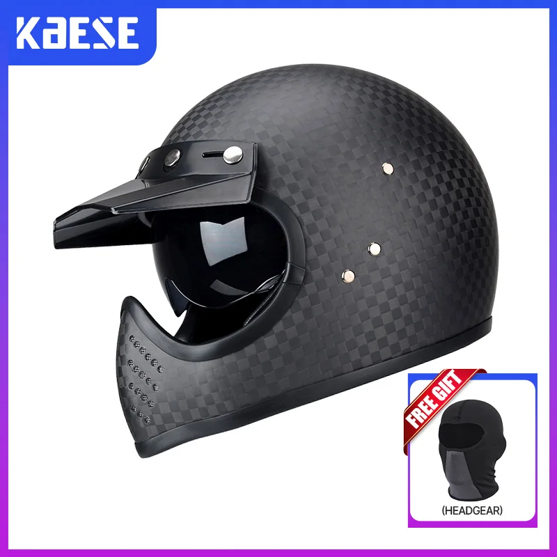 

Carbon Fiber Retro Full Face Helmet Light Off-road Helmet Motorcycle Helmet Casco De Moto Accesorios Motorbike Helmet Adult