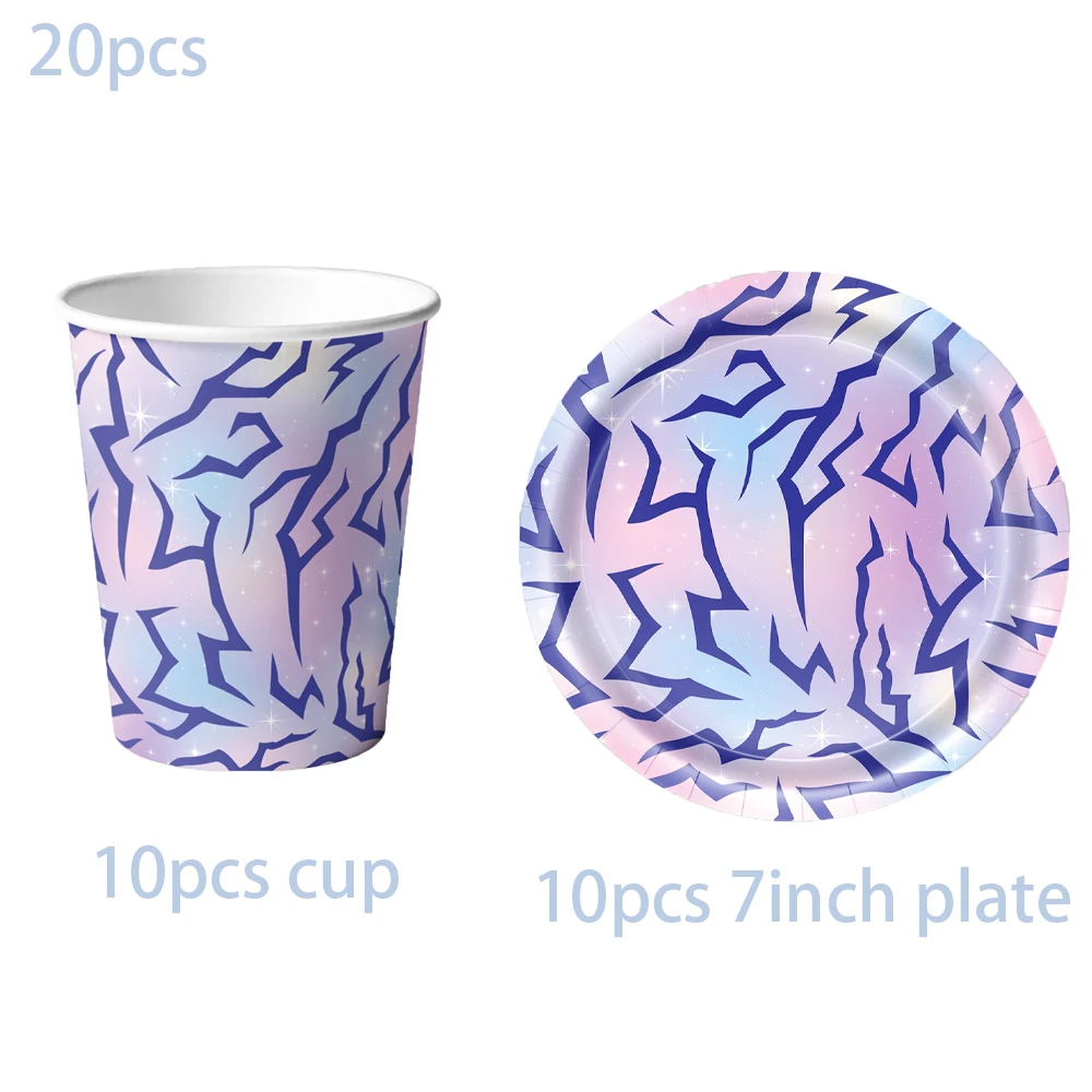 Juego de Vajilla para Fiesta de Cumpleaños K-pop Hunter, Vasos y Platos, Mantel de Papel, Decoración para Fiesta de Cumpleaños